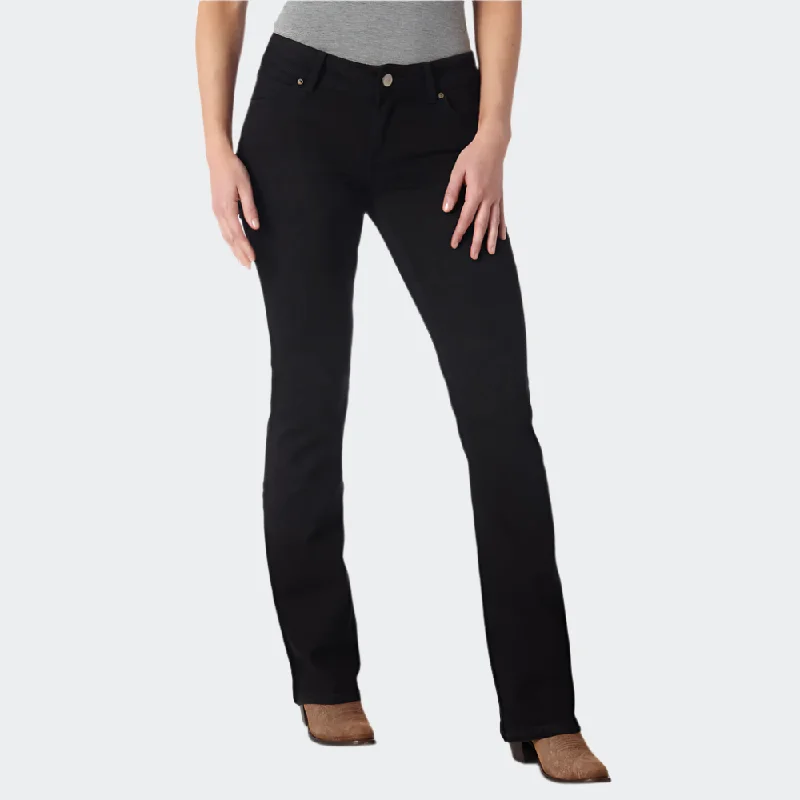 Camping Jeans for Wilderness -Wrangler Womens Midrise Bootcut Jeans In Black - 1009MWZBK