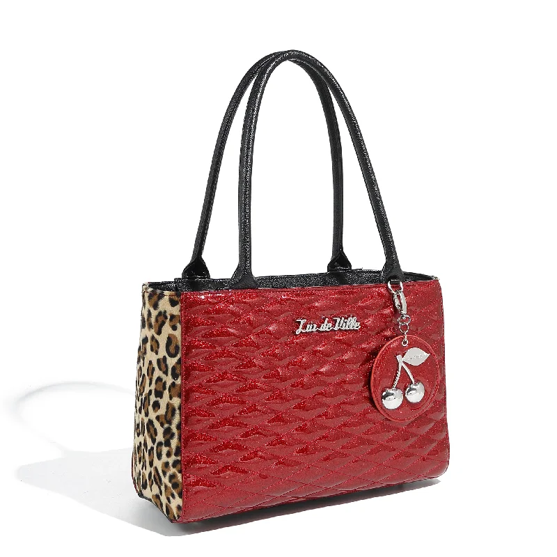 Handle bags with contrast stitching for detail -Red Rum Sparkle Wild Cherry Tote