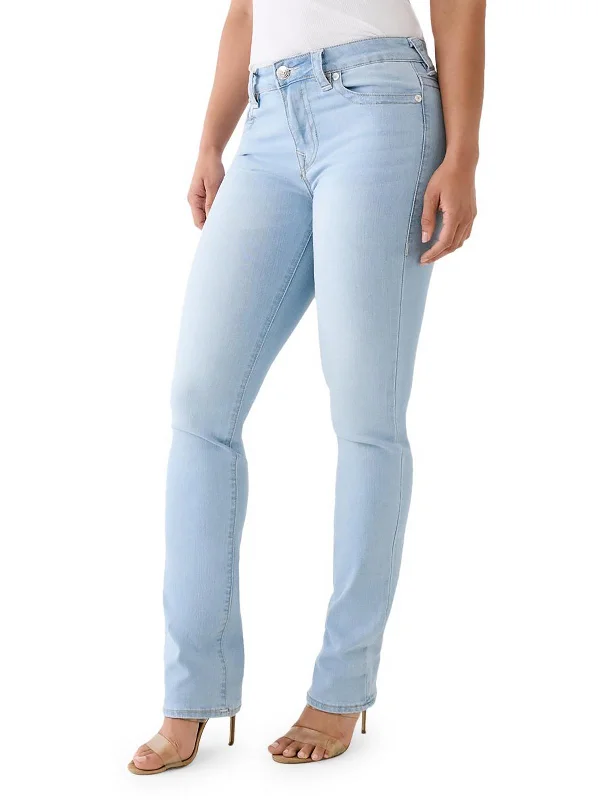 Side Pocket Jeans for Extra -Billie Womens Mid-Rise Light Wash Straight Leg Jeans