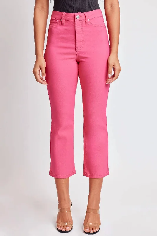 Cuffed Jeans for Stylish Touch -Missy High-Rise Hyperstretch Wide Leg Jeans In Fiery Coral Pink