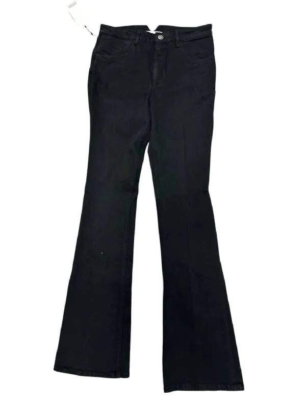 Stretch tight trousers for women with deep waistband for extra comfort and fit -Women's Micro Flare Jean In Black