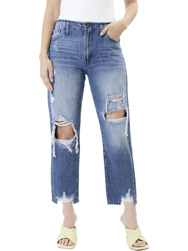 Bootcut Jeans for Flattering -Womens Distressed Denim Straight Leg Jeans