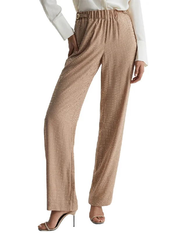 Tight trousers for women with elastic waistband for comfortable all-day wear -Reiss Arielle Wide Leg Embellished Trouser