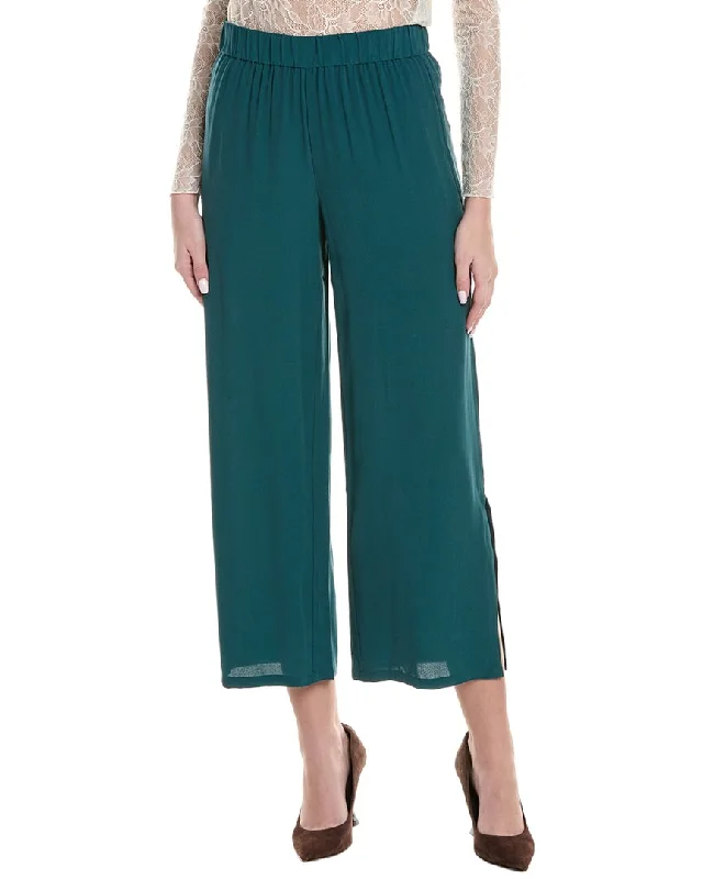 Sporty tight trousers for men with elastic waistband and athletic cut for movement -EILEEN FISHER Silk Straight Ankle Pant