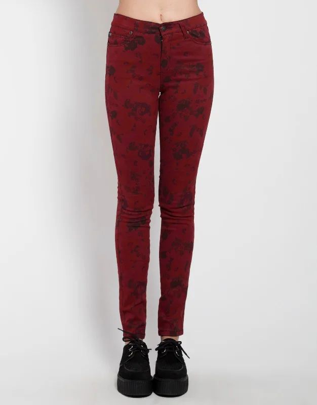 Painted Back Pocket Jeans for Artistic -HIGH WAIST FLORAL SKINNY