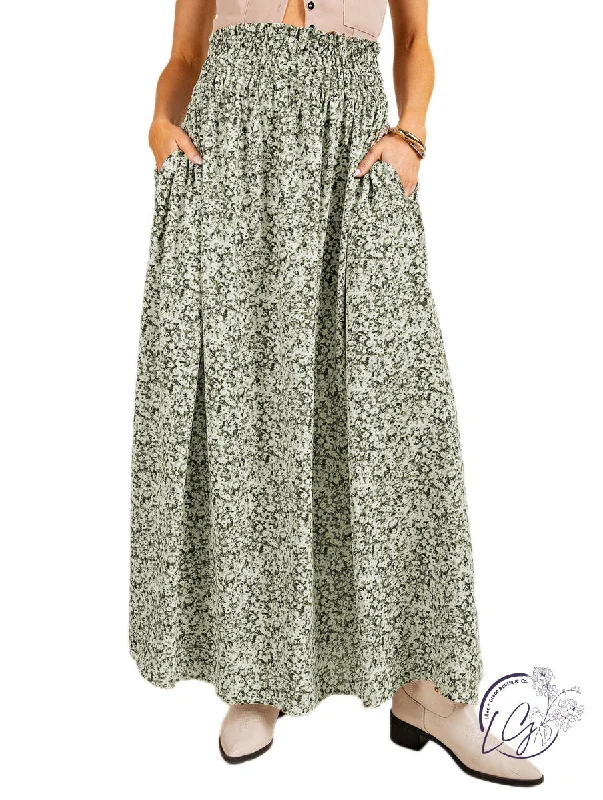 Flared Dresses for Retro -Smocked Serenade Midi Skirt