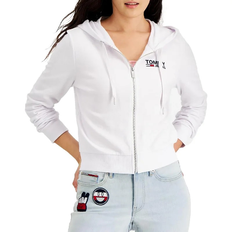 Wide Leg Jeans for Comfort -Tommy Jeans Womens Logo Full-Zip Hoodie