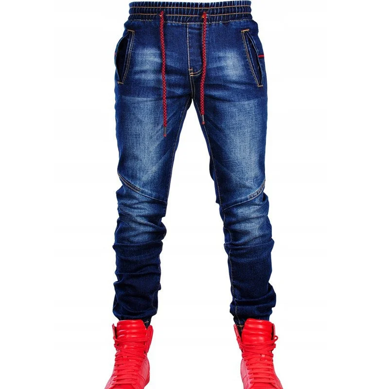 Dance Jeans for Movement -Men's jeans new elastic elastic waist casual blue trousers