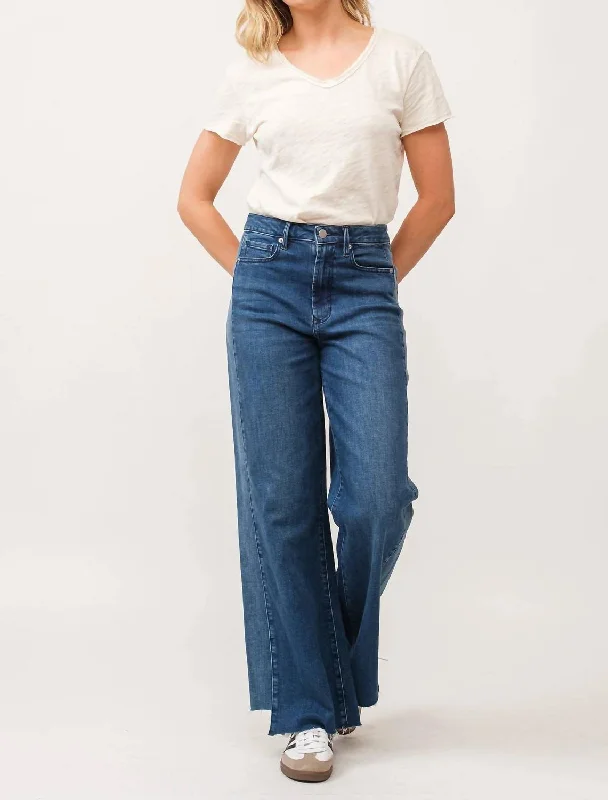 Tight trousers for women with elastic waistband for comfortable all-day wear -Fiona High Rise Denim In Artic Blue