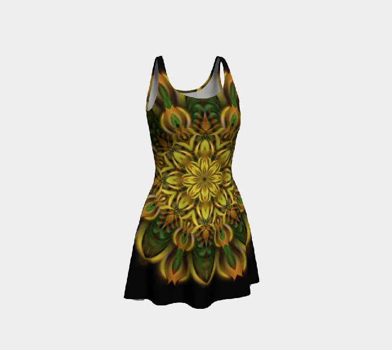 Maximalist Dresses for Bling -Alien Sunflower Flare Dress