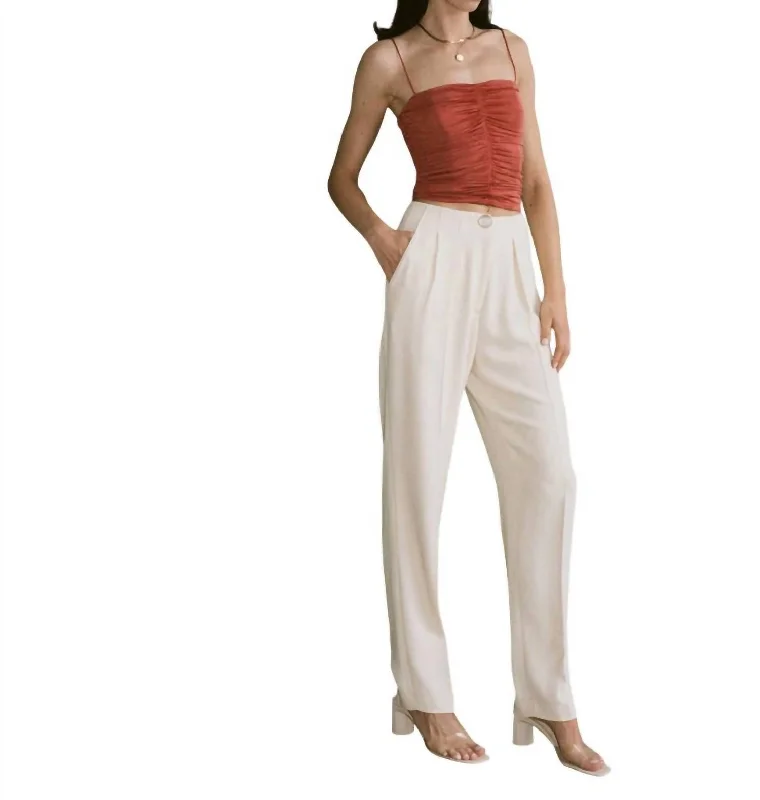 Tight trousers for women with decorative buttons and flattering silhouette for day wear -Lila Pant In Ivory