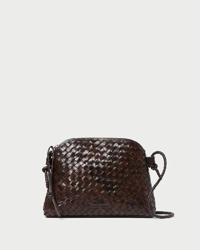 Handle bags with neutral leather for elegance -Mallory Chocolate Woven Crossbody