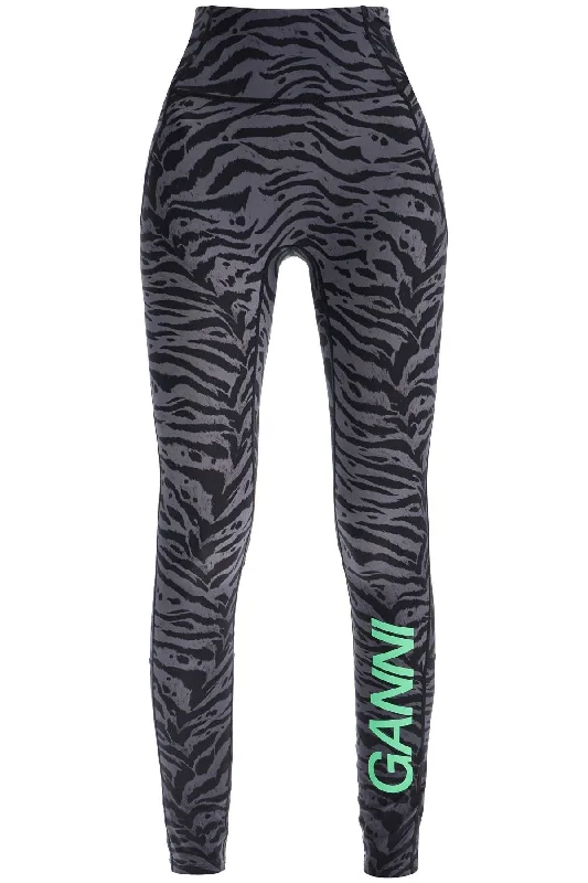 Lightweight tight trousers for women with breathable fabric and easy styling -Ganni Women's Animal Print Sports Leggings