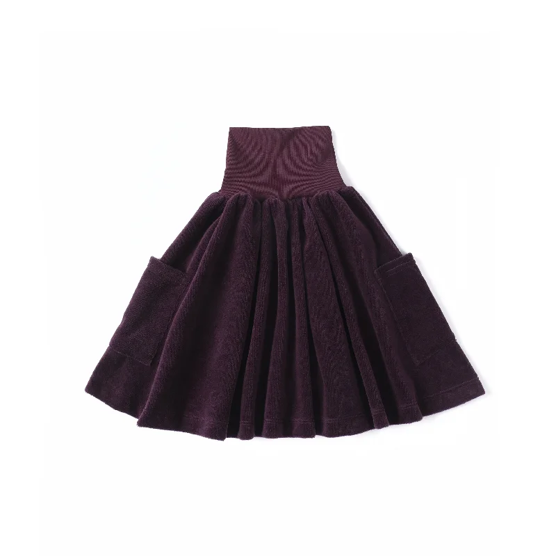 One-shoulder Dresses for Trendy -Anecdote Plum Velour High Waisted Skirt With Pockets