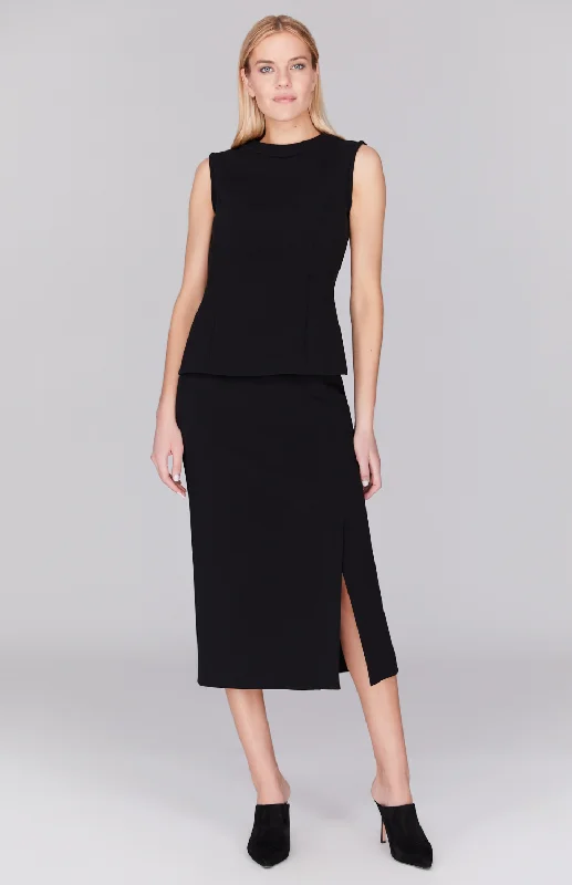 Work Dresses for Professional -Double Face Narrow Skirt w/ Slit