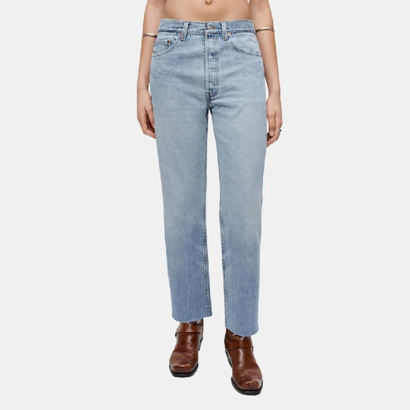 Raw Hem Jeans for Trendy -RE/DONE X Levi's 90's Boyfriend Jean (Indigo)