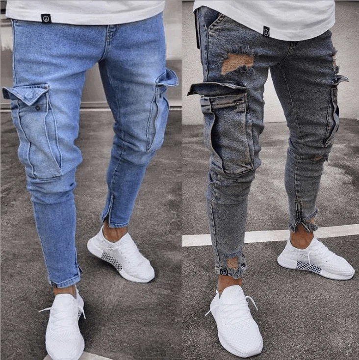 Valentine's Day Jeans for Romantic -Cargo Hole Denim Jeans Men