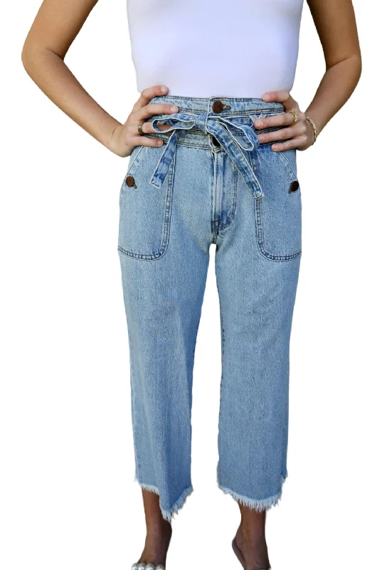 Father's Day Jeans for Present -Reese Wide Leg Jeans In Sunny Light Blue