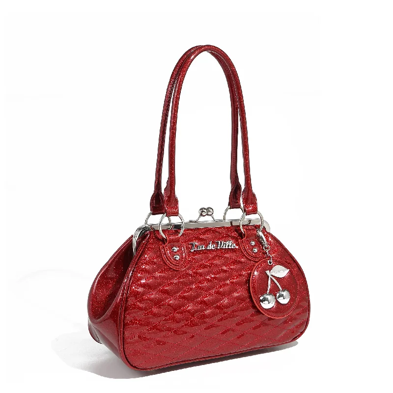 Handle bags with metallic finishes for shine -Red Rum Sparkle Wild Cherry Kiss Lock