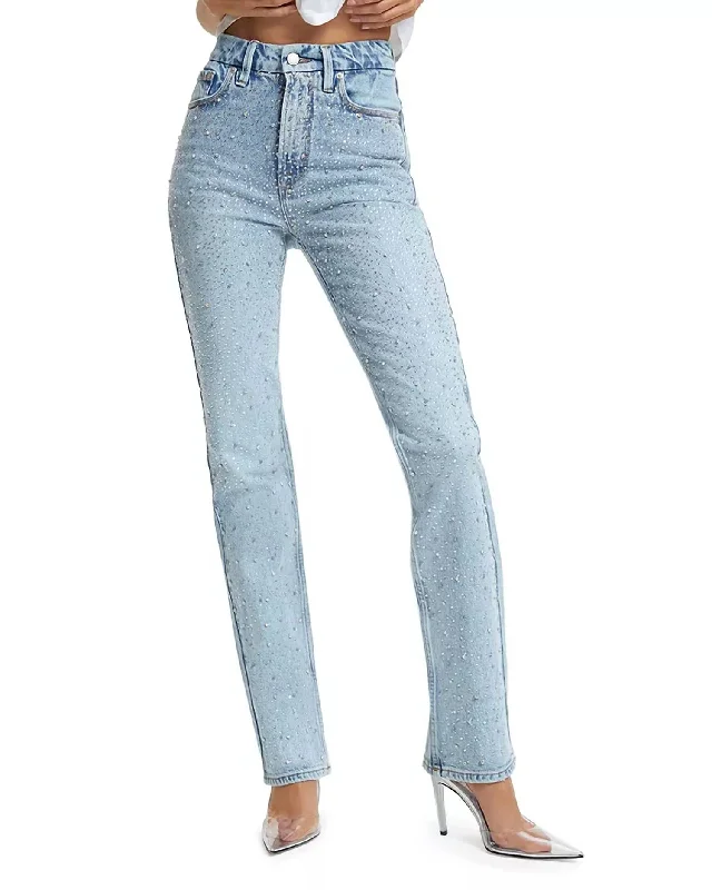 Khaki Jeans for Different -Icon Dusted Jewel Straight Leg Jeans In Blue 953