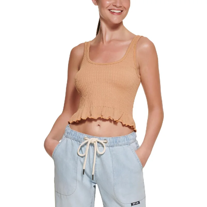 Relaxed Jeans for Comfortable -DKNY Jeans Womens Cropped Smocked Tank Top