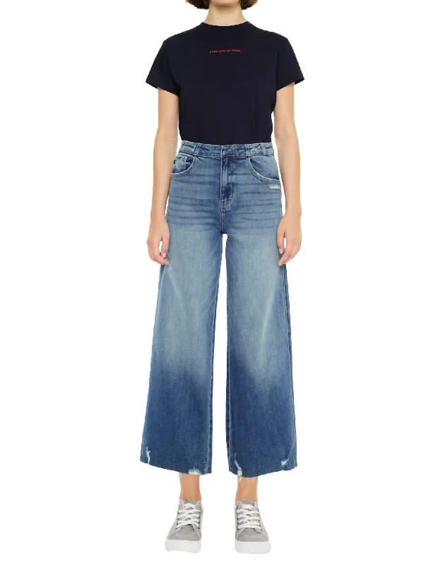 Four Pocket Jeans for Simplicity -High Rise Cropped Wide Leg Jeans In Medium