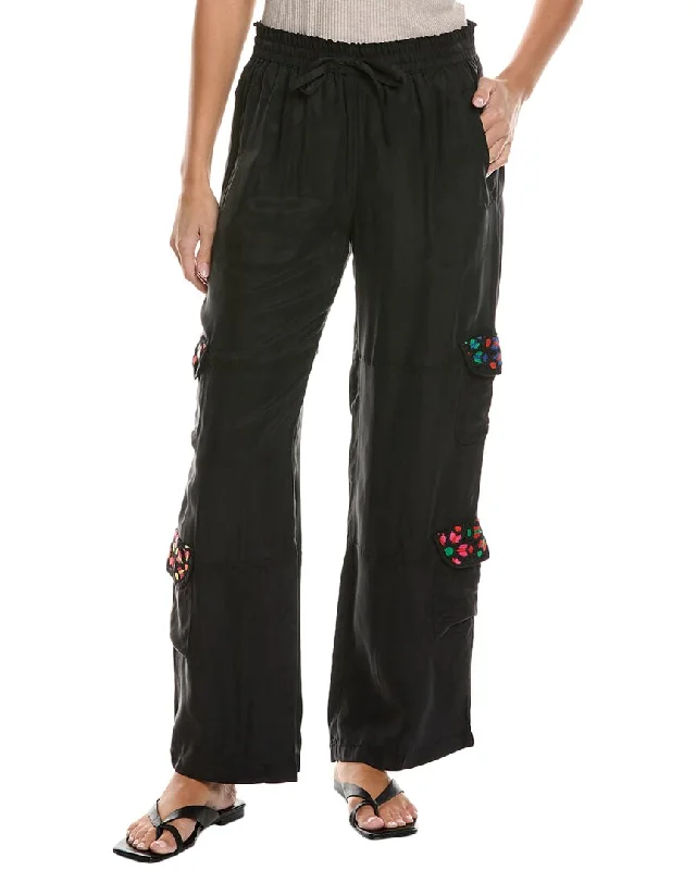 Trendy tight trousers for women with zipper details and edgy finish -Johnny Was Phillis Crochet Pant