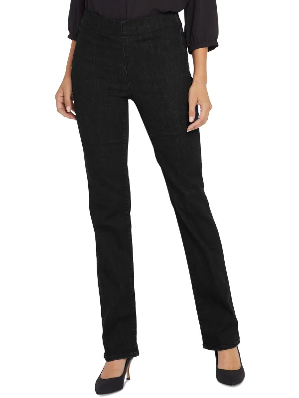 Tapered Jeans for Modern -Marilyn Womens Mid-Rise Pull On Straight Leg Jeans