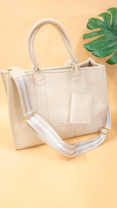 Handle bags with geometric patterns for modernity -Karina Bag Strap- Cream