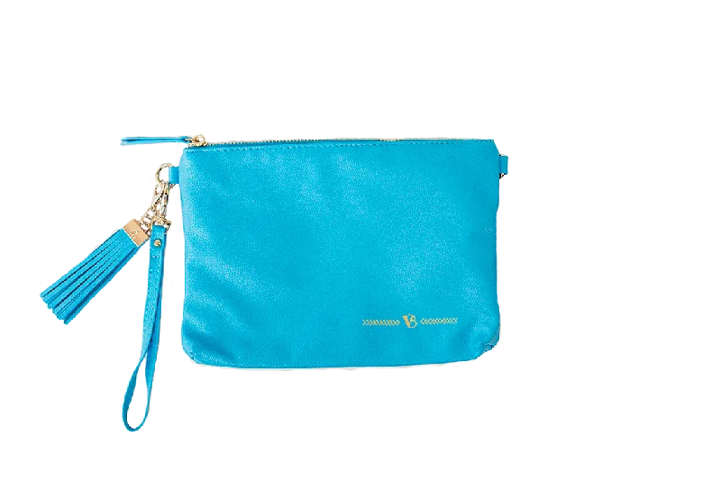 Handle bags with modern cutouts for style -Simple Clutch- Blue Taffy