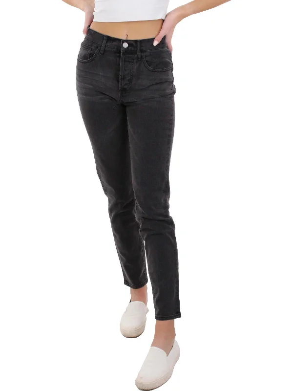 Zipper Fly Jeans for Convenience -Womens High Rise Button Fly Straight Leg Jeans