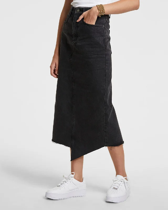 Off-shoulder Dresses for Feminine -JAGGED SKIRT DOWNTOWN BLACK