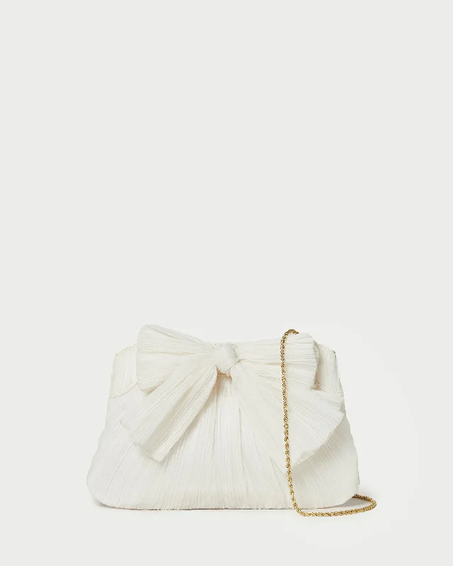 Handle bags with detachable pouches for versatility -Rayne Pearl Bow Clutch