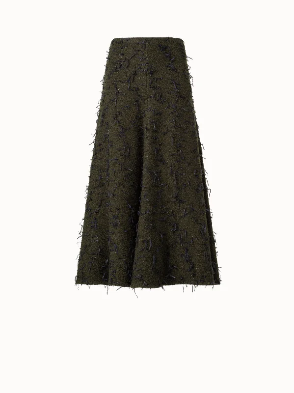 Cotton Dresses for Comfort -Flared Midi Skirt in Sequins-Bouclé