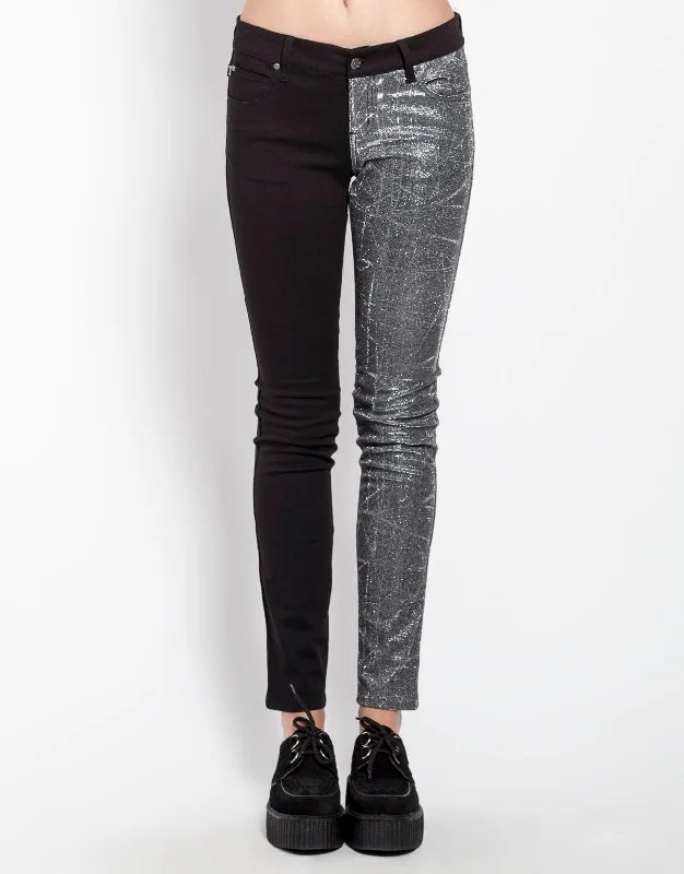 Studded Jeans for Punk -SPLIT SHINE JEAN SILVER