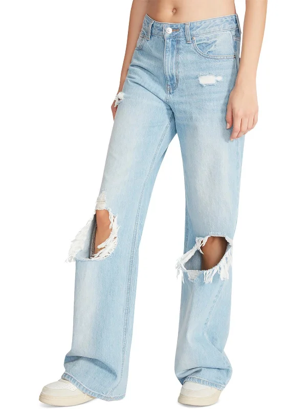 Denim Jeans for Durability -Womens High Rise Distressed Straight Leg Jeans