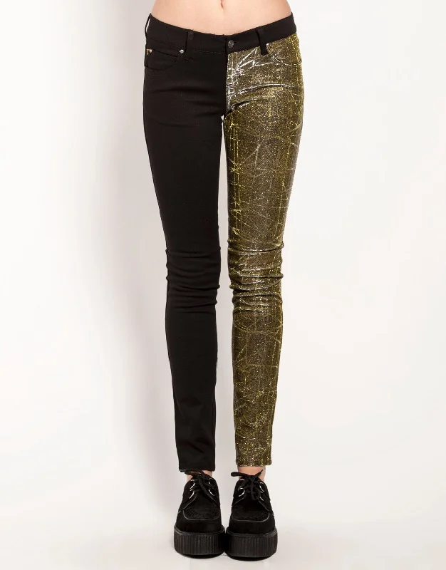 Patchwork Jeans for Bohemian -SPLIT SHINE JEAN GOLD