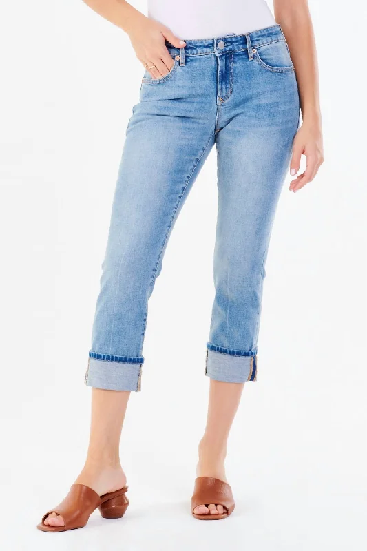 Father's Day Jeans for Present -Blaire Cuffed Slim Straight Leg Jeans In Daylight