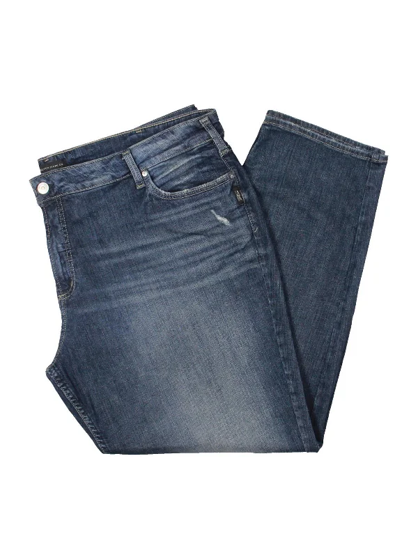 Low Waisted Jeans for Casual -Plus Womens Denim Mid Rise Straight Leg Jeans