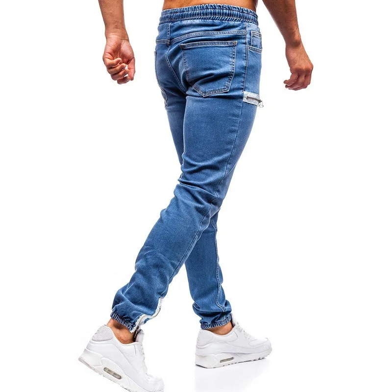 Gym Jeans for Workout -White Pants Jeans Trousers For Men Retro Party Work Mens