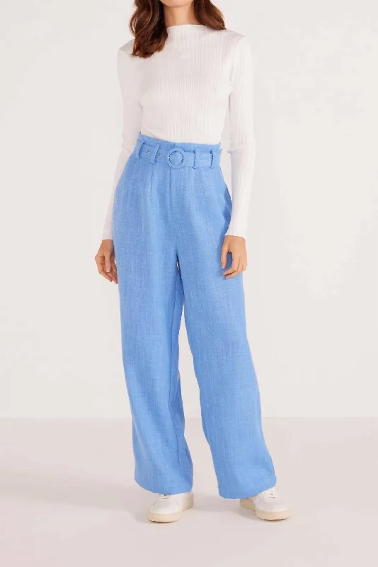 Vintage-inspired tight trousers for men with high waist and timeless look -Lucy High Waisted Pant In Blue