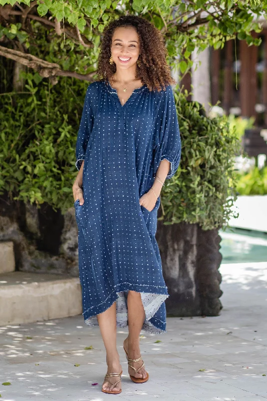 One-piece Dress for Outdoor Activity -Chao Phraya Shores Tunic-Style Cotton Dress