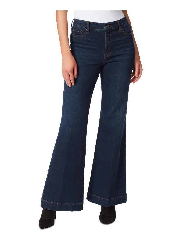 Designer Jeans for Luxury -True Love Womens Solid Denim Wide Leg Jeans