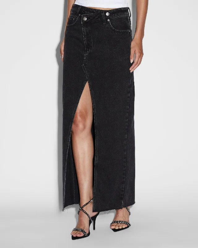 Embroidered Dresses for Detailed -RELAX MAXI SKIRT WASHED BLACK