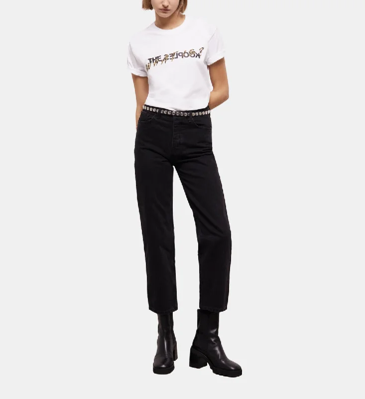 Trendy tight trousers for women with zipper details and edgy finish -Straight-cut Jeans