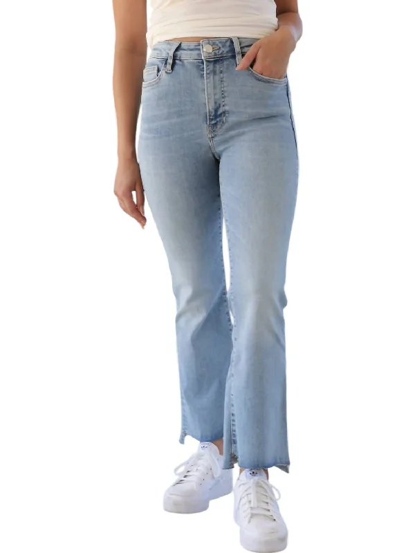 Retro-inspired tight trousers for men with a high-waisted fit and 80s vibe -Le Crop Mini Boot Step Fray Jeans In Colorado