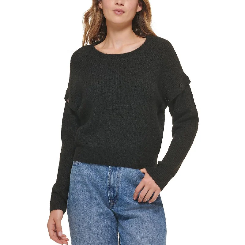 Mom Jeans for Vintage Appeal -DKNY Jeans Womens Drop Shoulder Crewneck Pullover Sweater