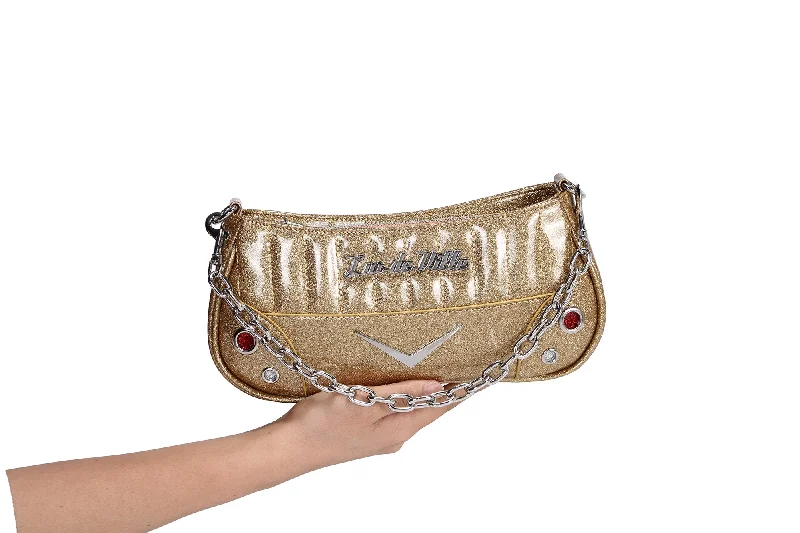 Handle bags with soft leather for luxury -Majestic Gold Sparkle Hotrod Tiny Tote