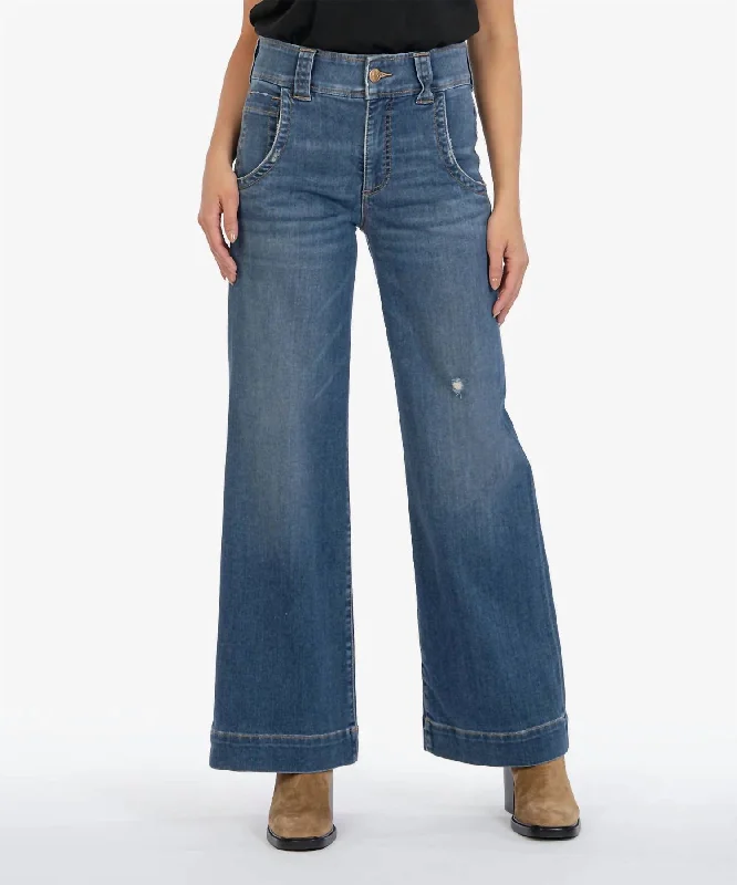 Four Pocket Jeans for Simplicity -Meg High Rise Wide Leg Jeans In Dark Stone Base Wash