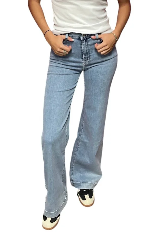 Cuffed Jeans for Stylish Touch -Jesse High Rise Wide Leg Jeans In Blue